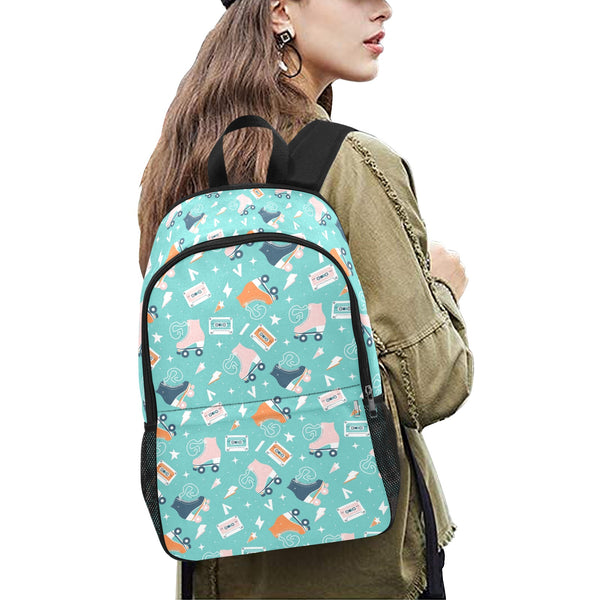 Roller Skates Pattern Classic Backpack with Side Pockets