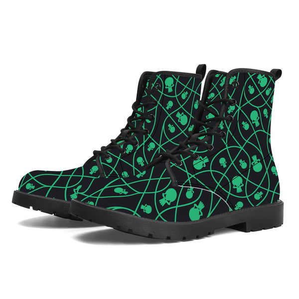 Scrambled Skulls Vegan Leather Boots